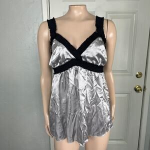 Vintage Y2K Sugar Tart Women's Shirt Large Satin Tie Tank Top Polyester Y21